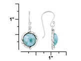 Blue Larimar Rhodium Over Sterling Silver Dangle Earrings