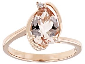 Morganite With White Diamond 14k Rose Gold Ring 1.52ctw