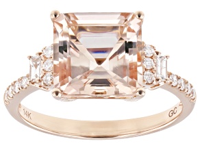 Morganite With White Diamond 14k Rose Gold Ring 3.42ctw