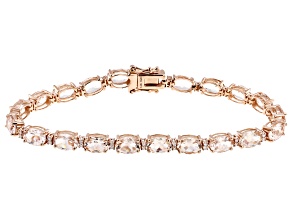 Morganite With White Diamond 14k Rose Gold Bracelet 13.00ctw