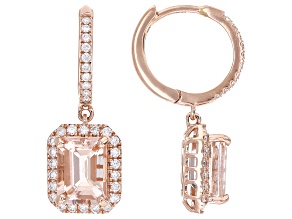 Morganite With White Diamond 14k Rose Gold Earrings 2.92ctw