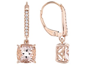 Morganite With White Diamond 14k Rose Gold Earrings 2.57ctw