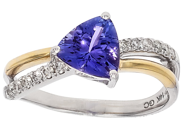 Tanzanite With White Diamond Rhodium Over 14k White Gold Two-Tone Ring 1.37ctw