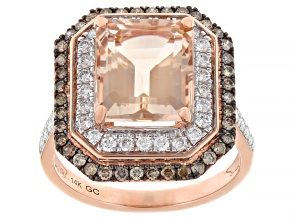 Peach Morganite 14k Rose Gold Halo Ring 5.28ctw
