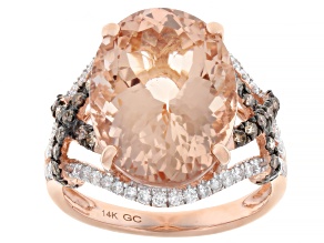 Peach Morganite 14k Rose Gold Ring 8.14ctw