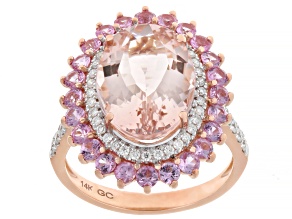 Peach Morganite 14k Rose Gold Ring 6.79ctw