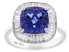Heidi's Holiday Tanzanite With White Diamond 14K White Gold Ring 3.60ctw