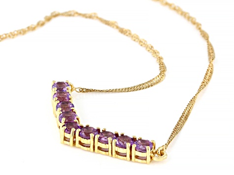 Purple African Amethyst 18k Yellow Gold Over Sterling Silver Necklace 2.06ctw