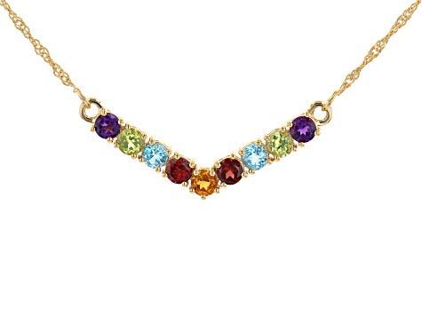 Multi-Gemstone 18k Yellow Gold Over Sterling Silver Necklace 2.27ctw