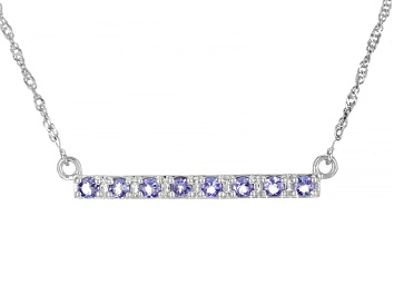Picture of Blue Tanzanite Rhodium Over Sterling Silver Necklace .81ctw