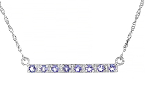 Blue Tanzanite Rhodium Over Sterling Silver Necklace .81ctw
