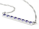 Blue Tanzanite Rhodium Over Sterling Silver Necklace .81ctw