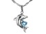 Sky Blue Topaz Rhodium Over Silver Dolphin Pendant With Chain 0.43ctw