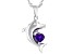 African Amethyst Rhodium Over Silver Dolphin Pendant with Chain 0.37ctw