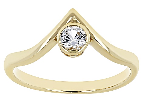 White Lab Created Sapphire 18K Yellow Gold Over Sterling Silver Ring .28ct