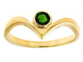 Green Chrome Diopside 18k Yellow Gold Over Sterling Silver Solitaire Ring 0.24ct