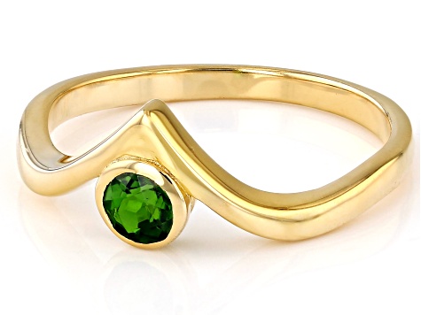 Green Chrome Diopside 18k Yellow Gold Over Sterling Silver Solitaire Ring 0.24ct