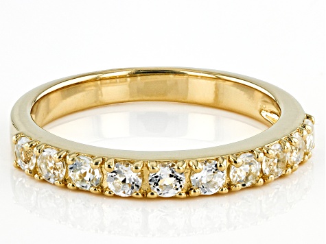 White Topaz 18K Yellow Gold Over Sterling Silver Band Ring 0.63ctw