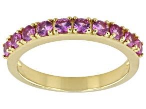 Pink Lab Created Sapphire 18k Yellow Gold Over Sterling Silver Band Ring 0.68ctw
