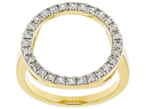 White Zircon 18K Yellow Gold Over Sterling Silver Circle Ring .50ctw