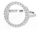 White Zircon Rhodium Over Sterling Silver Circle Ring .50ctw