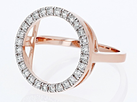 White Zircon 18k Rose Gold Over Sterling Silver Circle Ring .50ctw