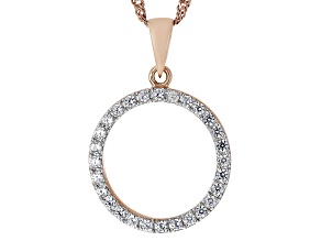 White Zircon 18k Rose Gold Over Sterling Silver Circle Pendant With Chain .50ctw