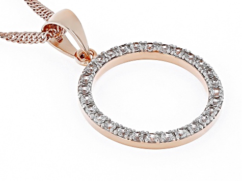 White Zircon 18k Rose Gold Over Sterling Silver Circle Pendant With Chain .50ctw