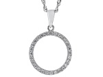 White Zircon Rhodium Over Sterling Silver Circle Pendant With Chain .50ctw