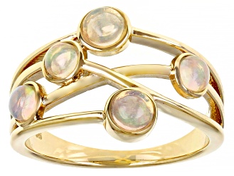 Multicolor Ethiopian Opal 18k Yellow Gold Over Sterling Silver Ring 0.75ctw