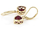 Red Lab Created Ruby 18k Yellow Gold Over Sterling Silver Dangle Earrings 2.80ctw