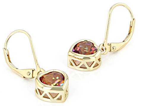 Multi Color Quartz 18k Yellow Gold Over Sterling Silver Dangle Earrings 1.72ctw
