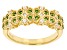 Chrome Diopside with White Zircon Four Leaf Clover 18k Yellow Gold Over Silver Band Ring .32ctw