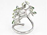 Green Chrome Diopside Rhodium Over Sterling Silver Tree Of Life Ring 1.26ctw