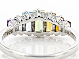 Rainbow Multi-Gemstone Rhodium Over Sterling Silver ring 1.14ctw