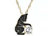 Black Spinel 18k Yellow Gold Over Silver Cat Pendant with Chain 1.66ctw