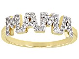 White Zircon 18k Yellow Gold Over Sterling Silver "Mama" Ring 0.24ctw