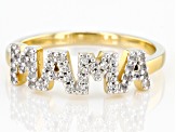 White Zircon 18k Yellow Gold Over Sterling Silver "Mama" Ring 0.24ctw