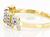 White Zircon 18k Yellow Gold Over Sterling Silver "Mama" Ring 0.24ctw