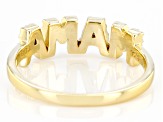 White Zircon 18k Yellow Gold Over Sterling Silver "Mama" Ring 0.24ctw