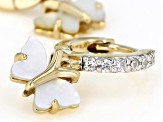 White Mother-of-Pearl 18k Yellow Gold Over Sterling Silver Butterfly Earrings 0.28ctw