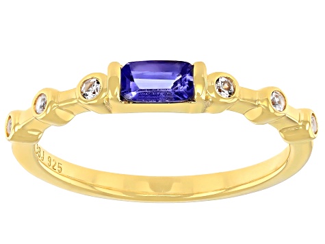 Blue Tanzanite 18k Yellow Gold Over Sterling Silver Ring 0.30ctw