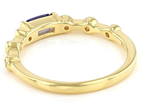 Blue Tanzanite 18k Yellow Gold Over Sterling Silver Ring 0.30ctw