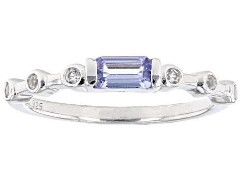 Blue Tanzanite Rhodium Over Sterling Silver Ring .30ctw