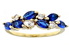 Blue Lab Created Spinel 18k Yellow Gold Over Sterling Silver Ring 0.91ctw