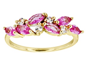 Pink Lab Created Sapphire 18k Yellow Gold Over Sterling Silver Ring  0.80ctw