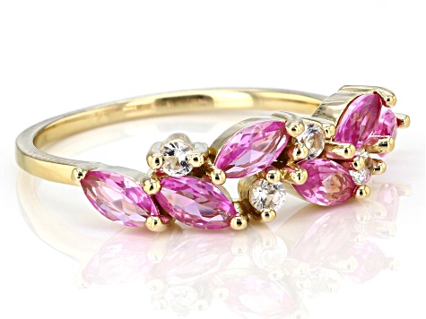 Pink Lab Created Sapphire 18k Yellow Gold Over Sterling Silver Ring  0.80ctw