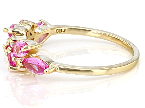 Pink Lab Created Sapphire 18k Yellow Gold Over Sterling Silver Ring  0.80ctw