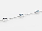 Multi-Gemstone Rhodium Over Sterling Silver Anklet 2.56ctw