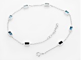 Multi-Gemstone Rhodium Over Sterling Silver Anklet 2.56ctw